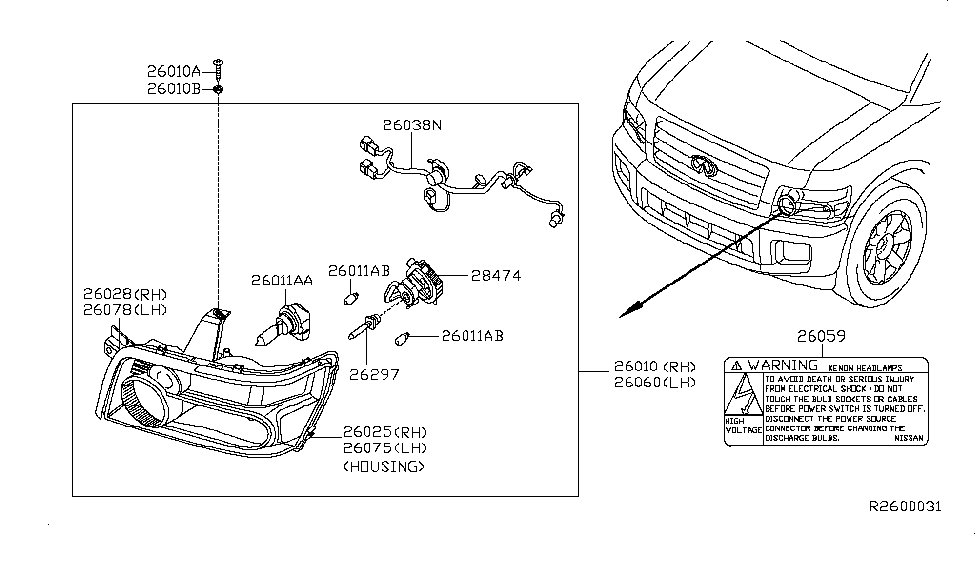 Infiniti 26059-ZW10A Label Head Lamp