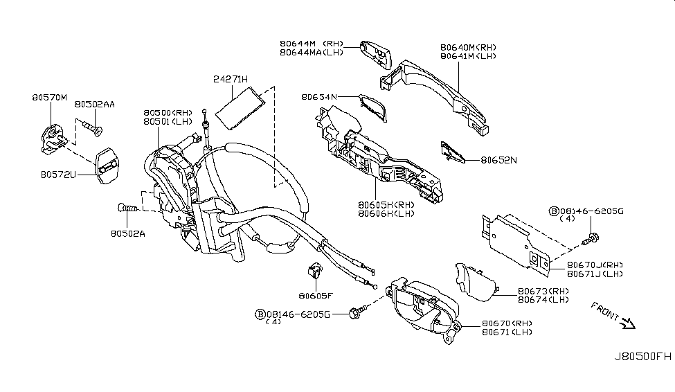 Infiniti 80611-1MA1C Bracket-Outside Handle,LH