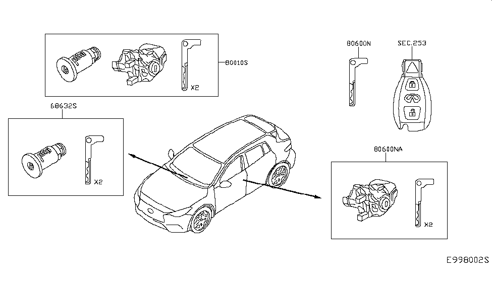 Infiniti 99810-5DC0A Key Set-Cylinder Lock