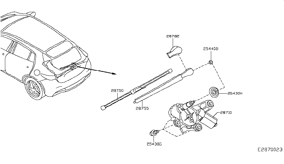 Infiniti 28782-5DA0A Cover-Arm, Back Window WIPER