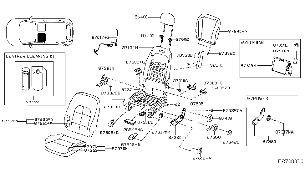 Infiniti 87660-5DB1H Trim & Pad Assy-Back,Front Seat LH