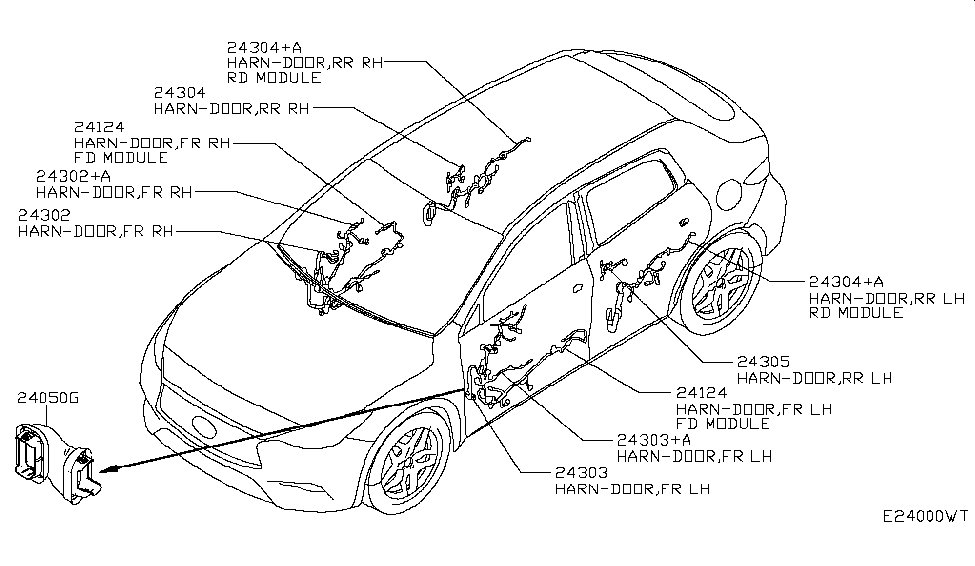 Infiniti 24124-HW30B Harness-Front Door