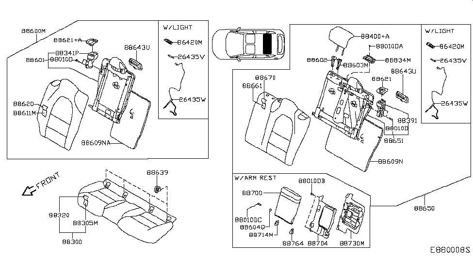 Infiniti 88650-HW06D Back Assy-Rear Seat,LH