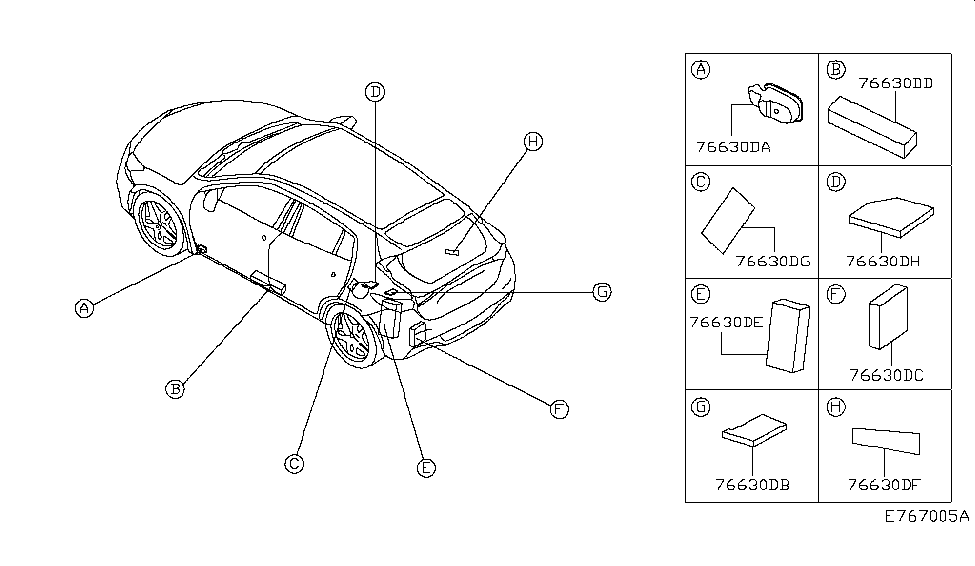 Infiniti 766A2-5DA0A Insulator-Rear Pillar