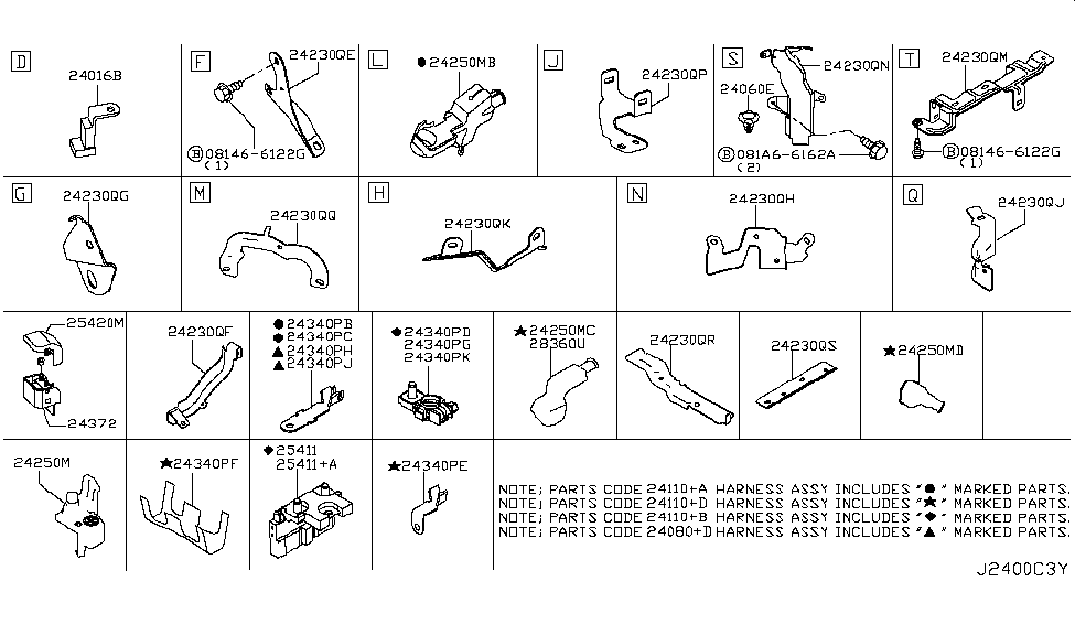 Infiniti 24230-4GD0B Bracket-Clip,Battery Cable