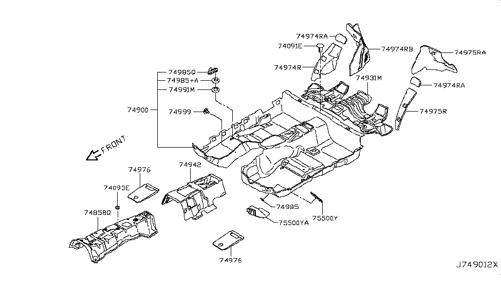 Infiniti 74942-4HL0A Insulator-Floor,Center