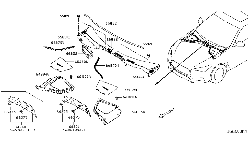 Infiniti 66375-4GA0A Bracket-Cowl Top