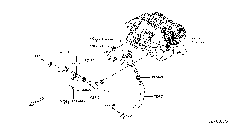 Infiniti 92414-4GD0A Tube-Front Heater,Outlet