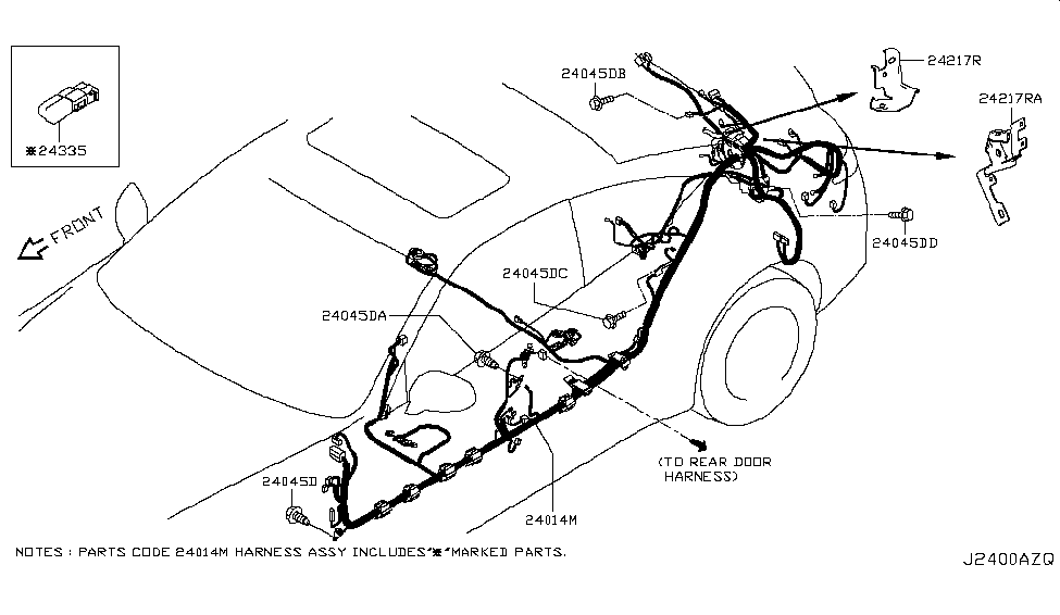 Infiniti 24317-5CA0A Bracket-Harness Clip