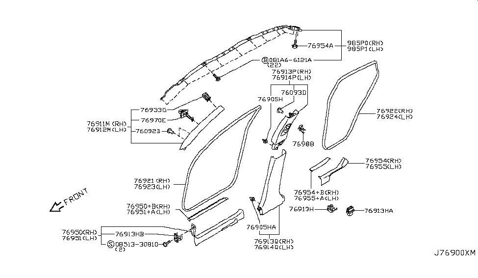 Infiniti 76911-1BA0A Garnish Assy-Front Pillar,RH