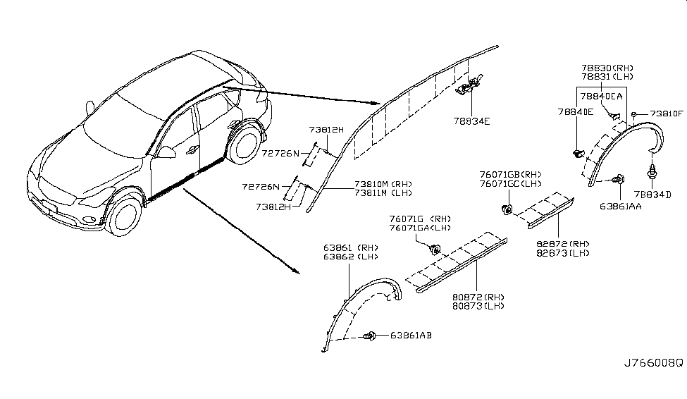 Infiniti 73854-1BA0A Moulding-Roof Drip,RH