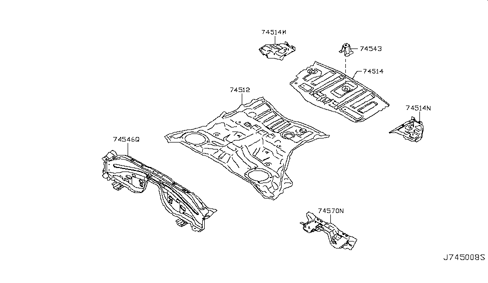 Infiniti 74530-1BA0A Floor-Rear,Rear Side RH