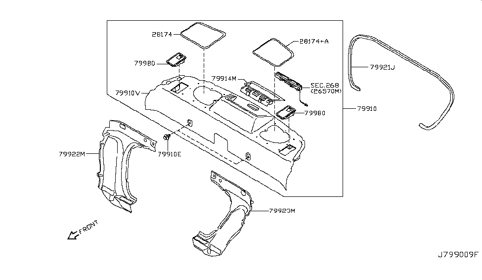 Infiniti 79911-JL10D FINISHER-Rear Parcel Shelf, Side RH