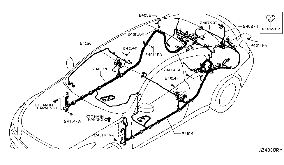 Infiniti 24058-JL00B Harness-DEFOGGER, Rear