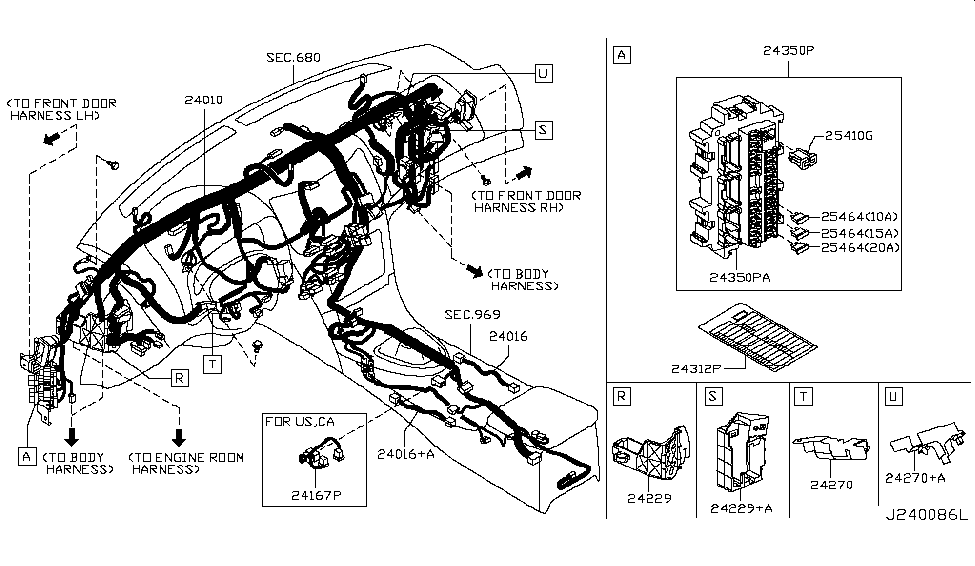 Infiniti 24019-JU60A Harness-Sub,Console Box