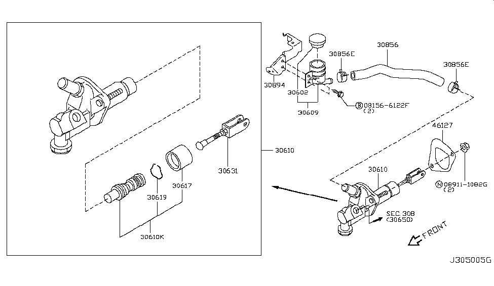 2008 Infiniti G37 Coupe Clutch Master Cylinder