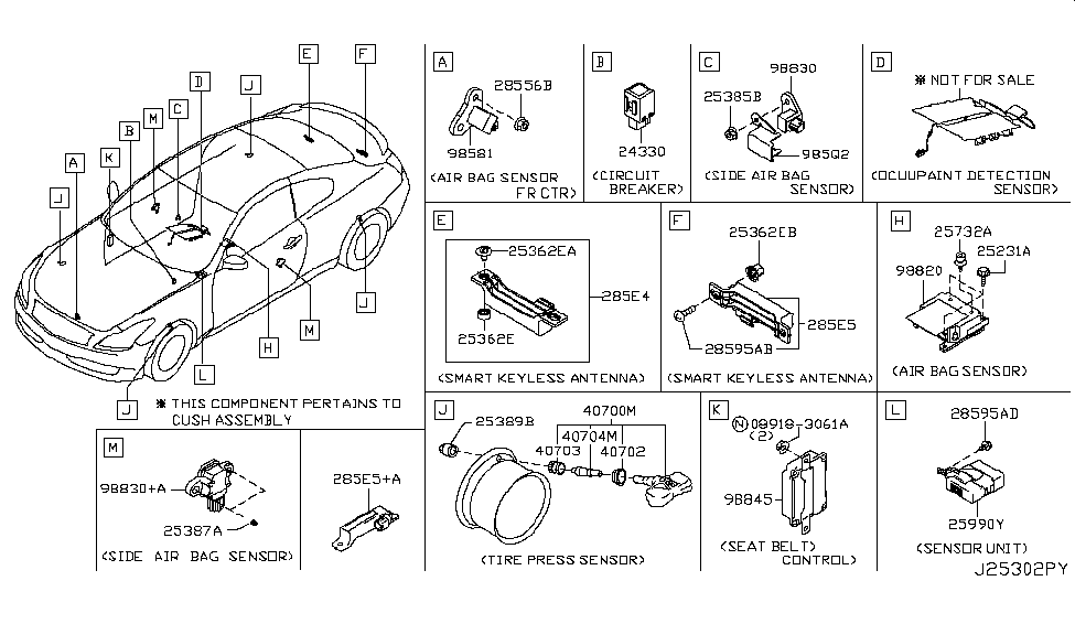 Infiniti K8581-EN000 Sensor-Air Bag Front Center