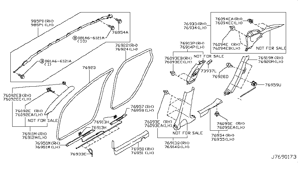 Infiniti 76911-1MA0A GARNISH Assembly-Front Pillar, RH