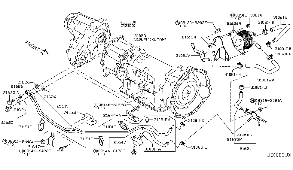 Infiniti 21613-6AU0A Bracket-Oil Cooler