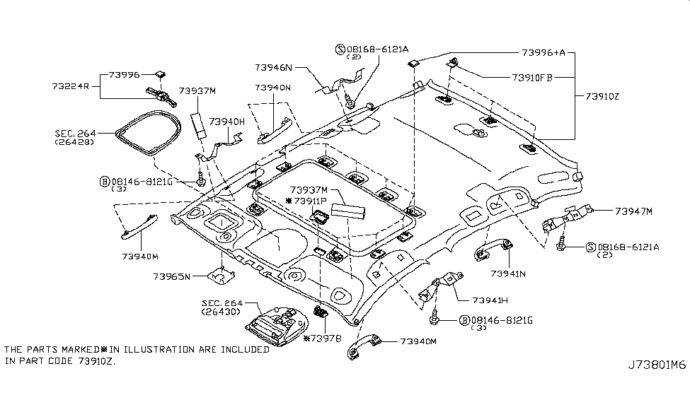 Infiniti 73980-6AU0A Pad-Headlining