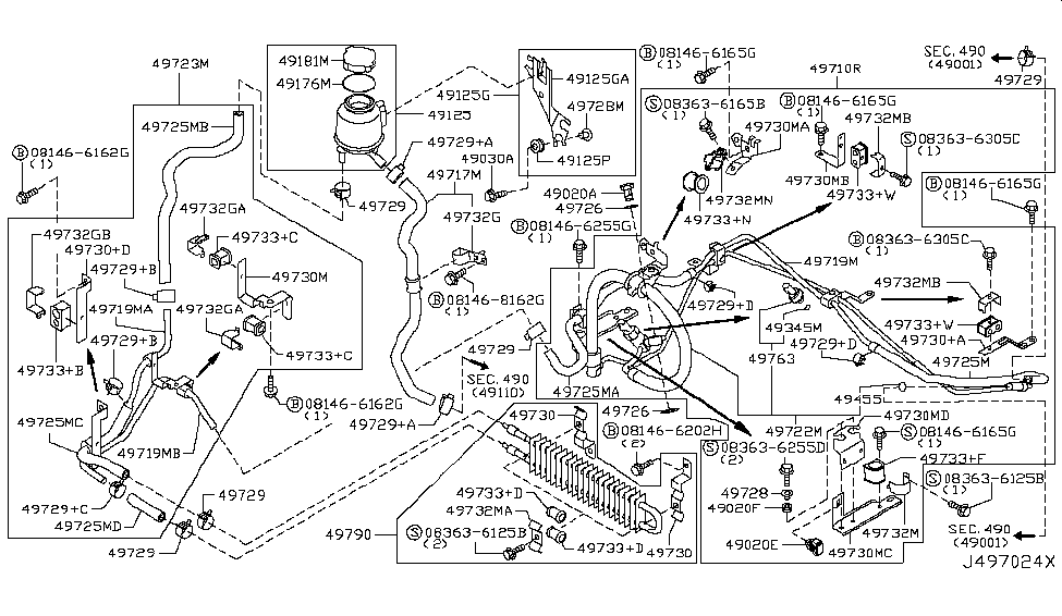 Infiniti 49730-1MC1B Bracket-Tube