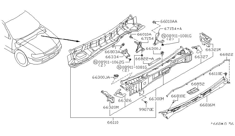 Infiniti 66334-40U00 Reinforce Assy-Wiper Pivot,Assist