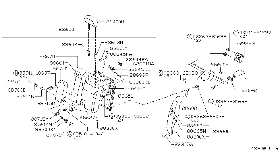 Infiniti 88661-79J45 Pad-Rear Seat Back,LH