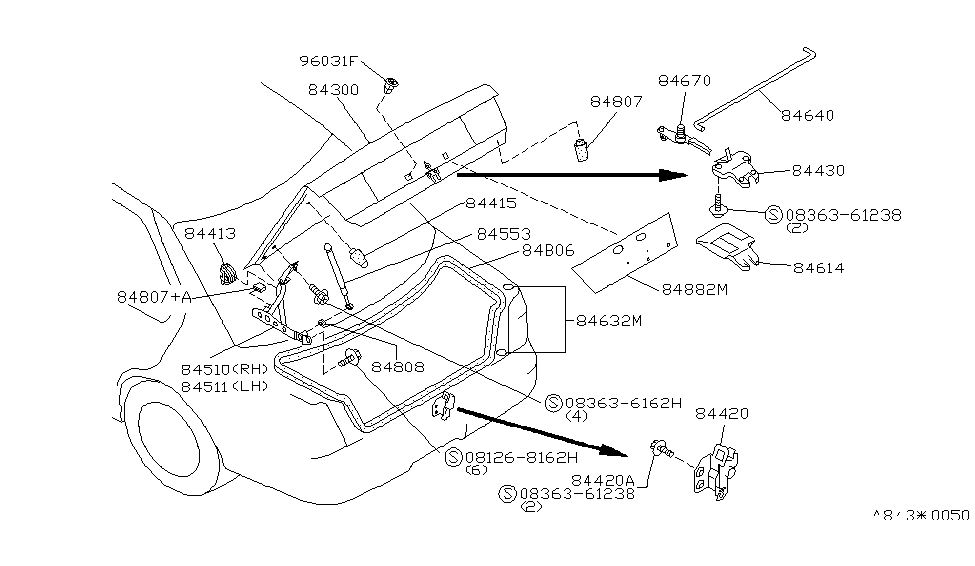 Infiniti 84413-50J10 STOPPER-Trunk Lid Hinge