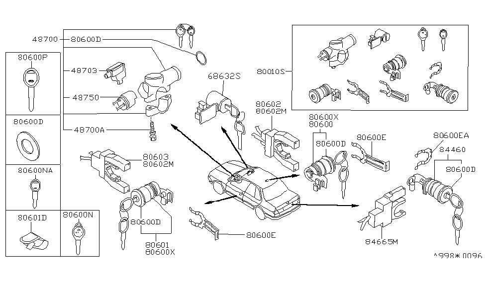 Infiniti 99810-62J26 Key Set-Cylinder Lock