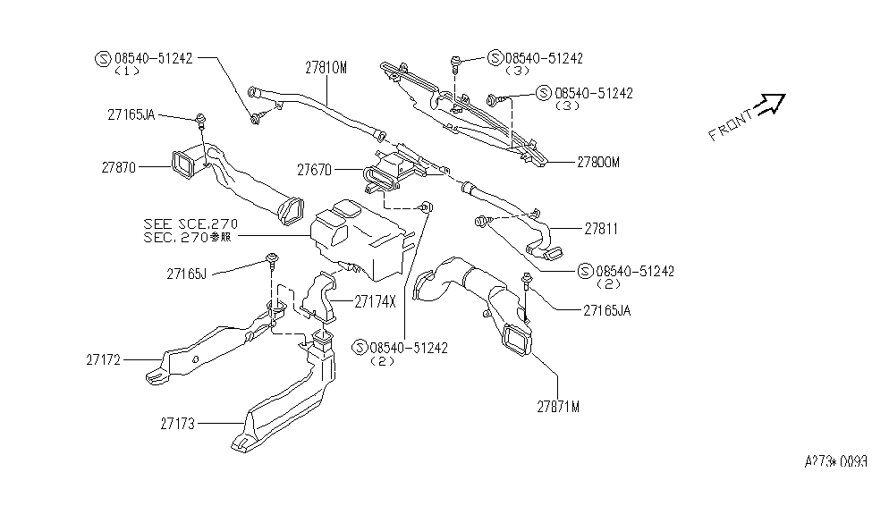 Infiniti 27830-59J00 Duct-Heater Floor