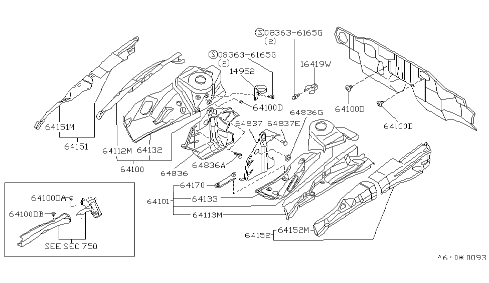 Infiniti 64180-62J00 Reinforcement-Hoodledge,RH