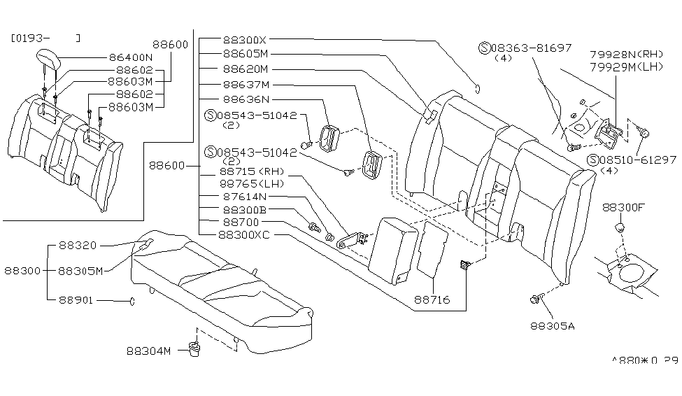 Infiniti 88600-62J12 Back Re Seat C