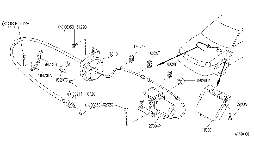 Infiniti 18225-62J00 Clamp-Cable