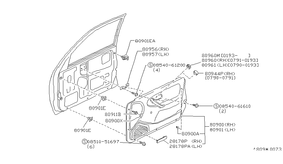 Infiniti 80901-0J201 Finisher Assy-Front Door,LH