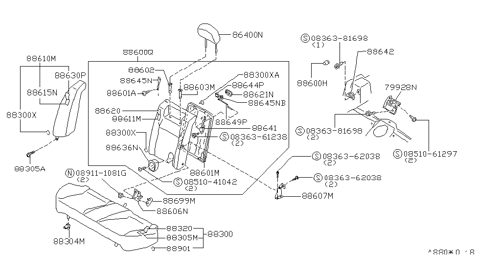 Infiniti 88636-62J00 Holder Assembly-Rear Seat Belt,RH