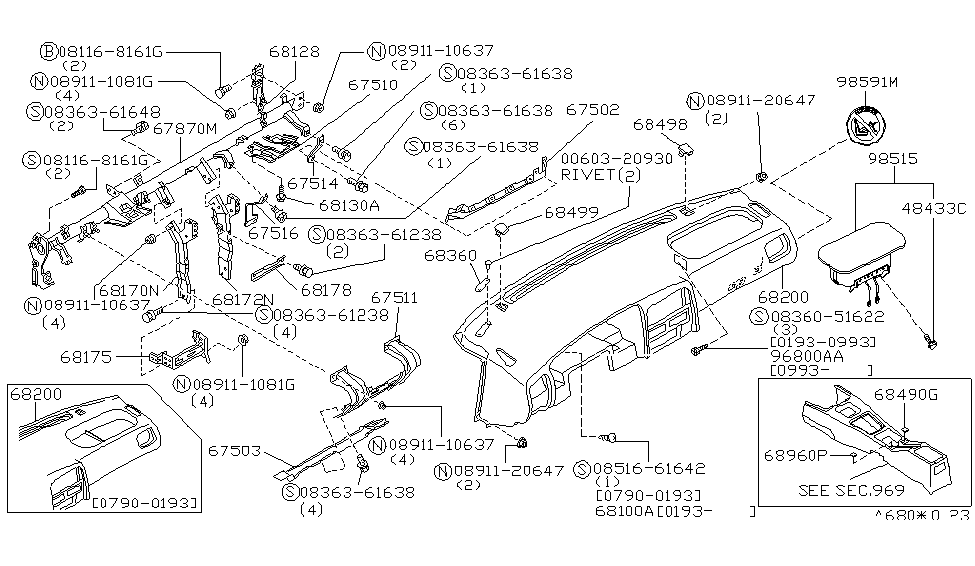 Infiniti 68128-78J00 Bracket-Instrument Side, R