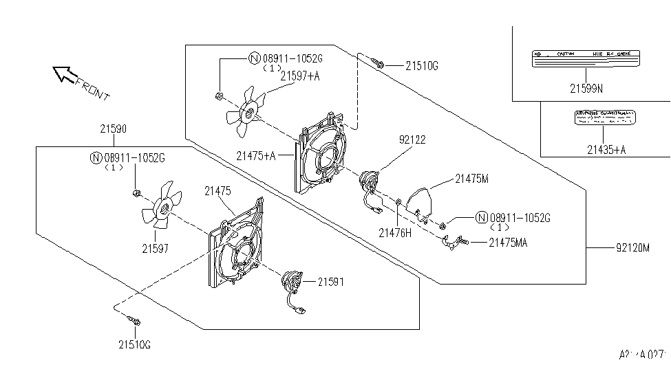 Infiniti 21481-57J00 Motor & Fan Assy-With Shroud