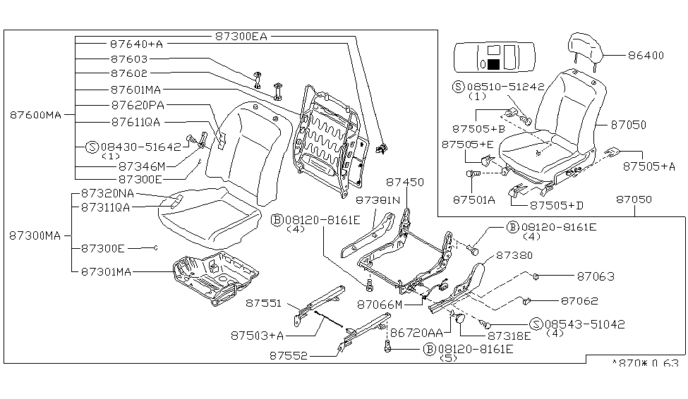 Infiniti 87651-0J210 Frame Assembly-Front Seat Back