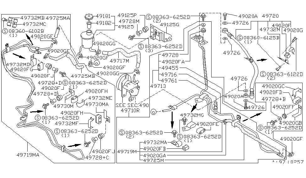 Infiniti 49732-58J05 Bracket Power Steering Tube