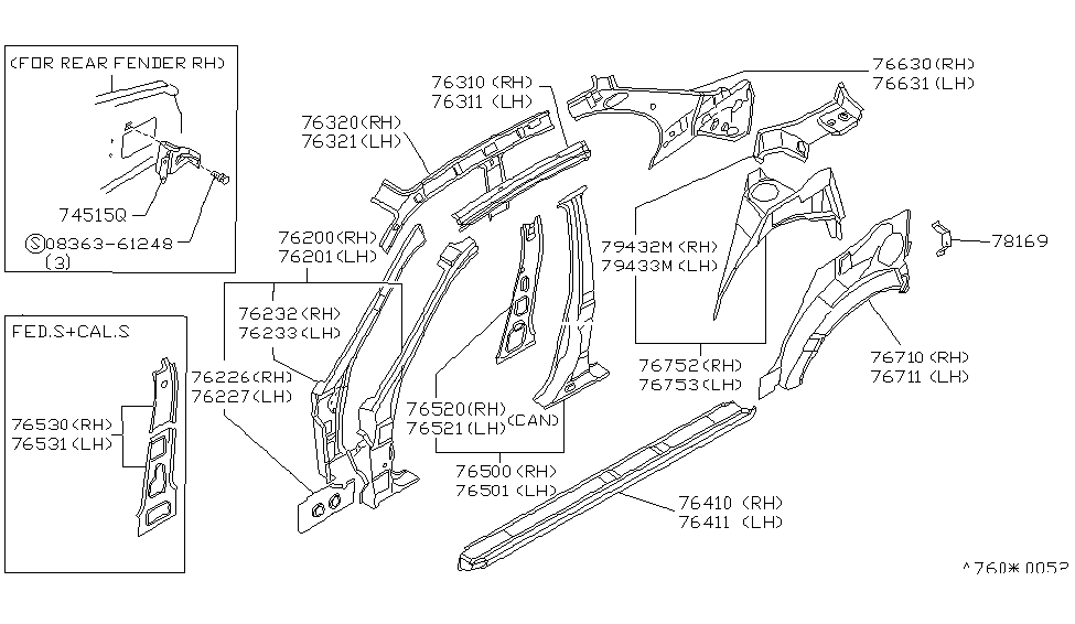 Infiniti 76631-50J00 Pillar-Rear,Inner LH