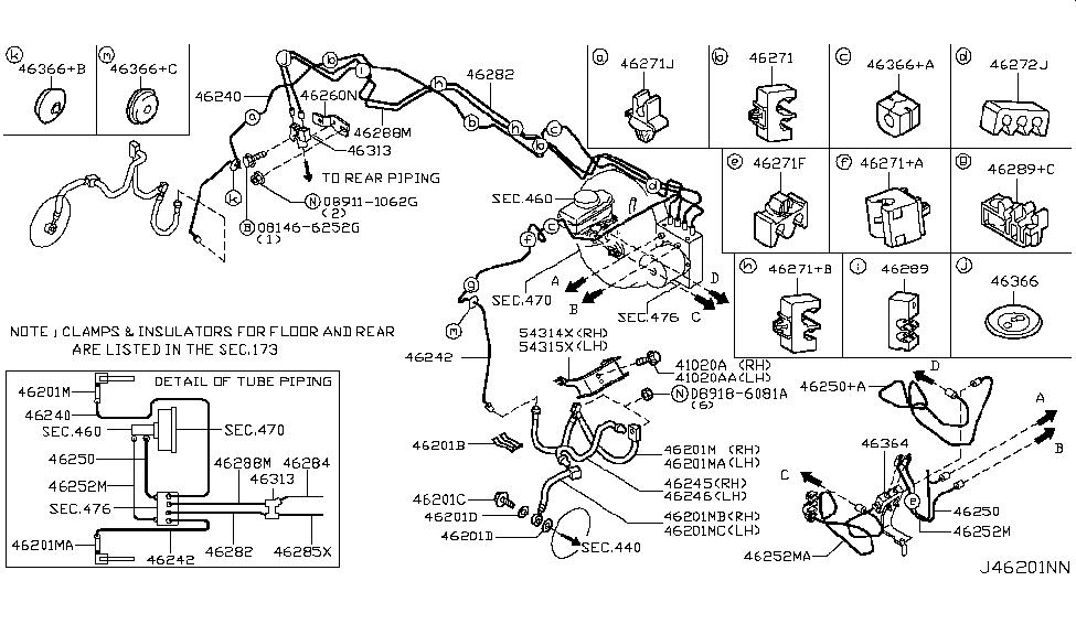 Infiniti 46271-EH100 Clip-Tube,Brake