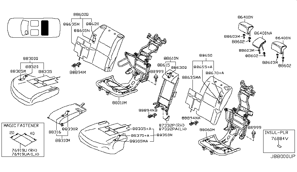 Infiniti 88610-EG67B Back Assembly Rear Seat Center