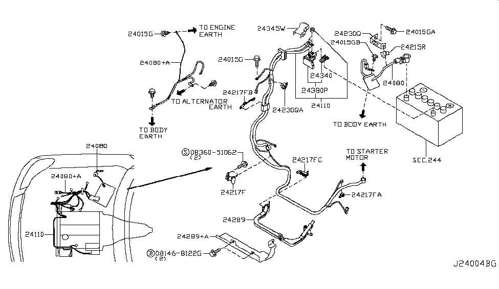 Infiniti 24239-EH04A Bracket-Clip