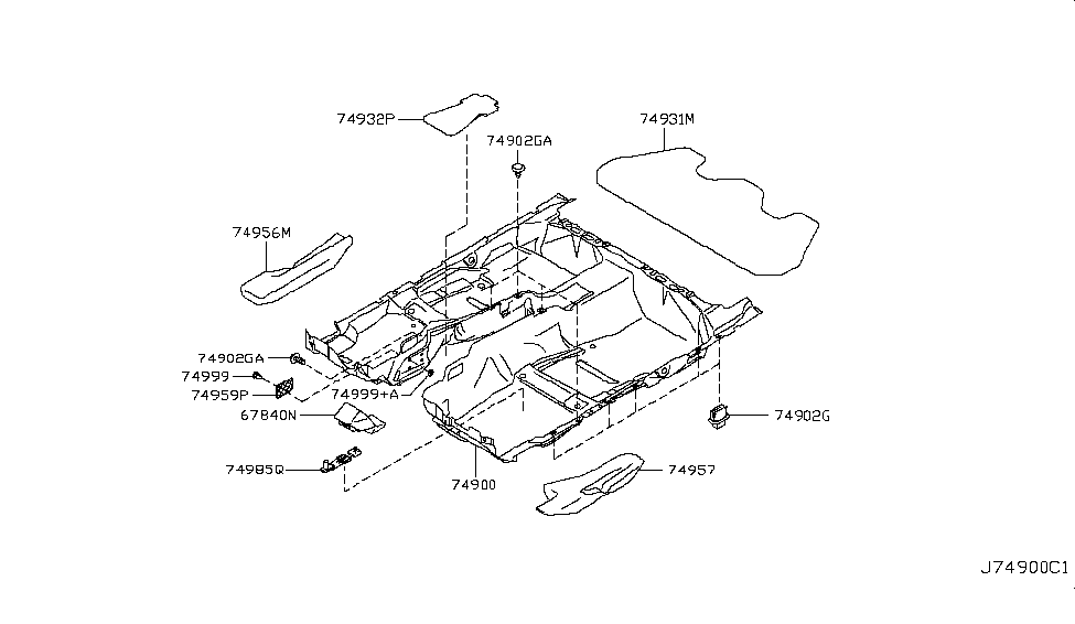 Infiniti 74942-EG000 Insulator-Floor,Center