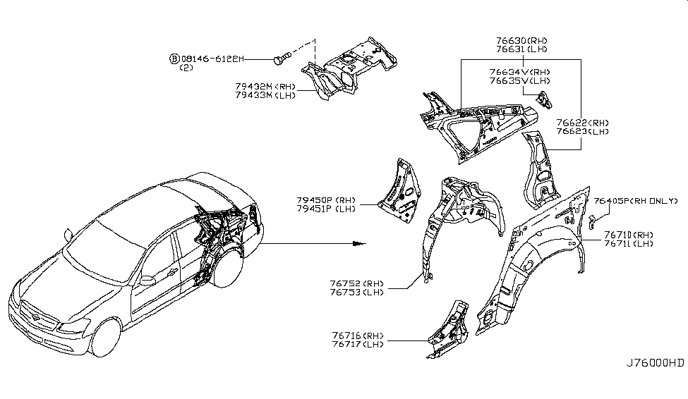 Infiniti 76616-EG00A Reinforce-Wheel House,Outer RH