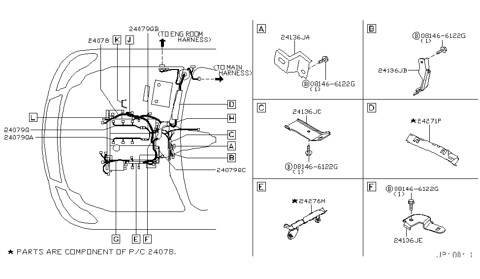 Infiniti 24136-EH001 Bracket-EGI Harness