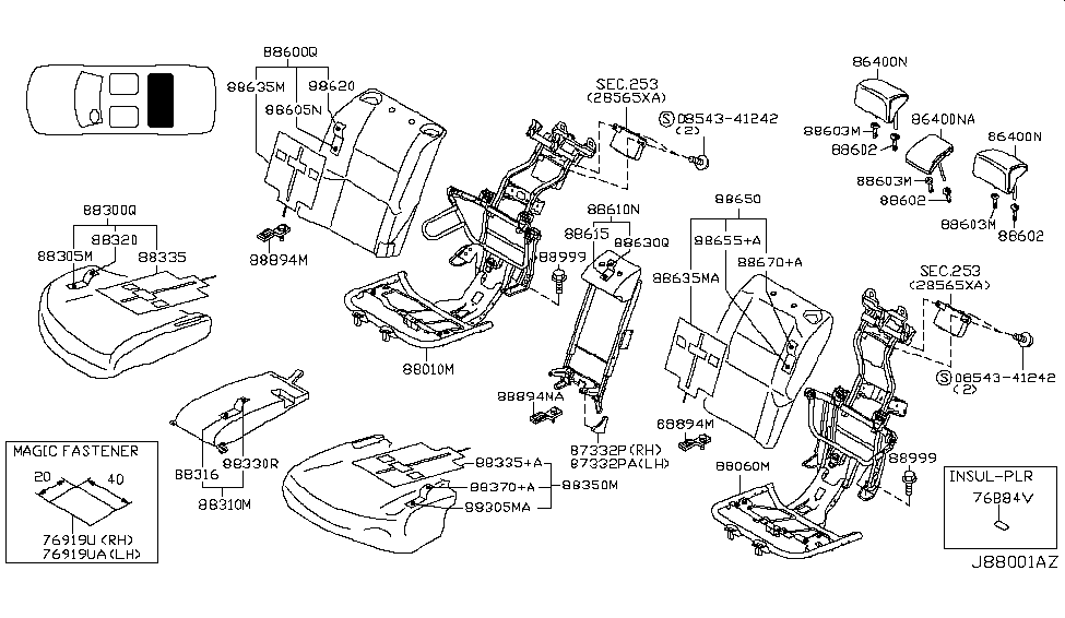 Infiniti 88320-EG61C Trim Assembly-Rear Seat Cushion