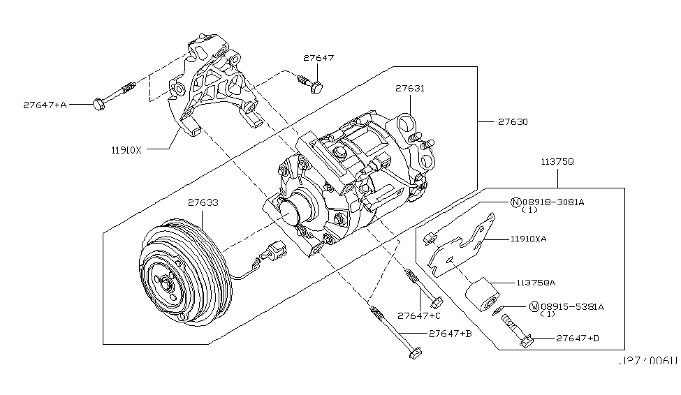 Infiniti 11910-EG050 Bracket - Compressor