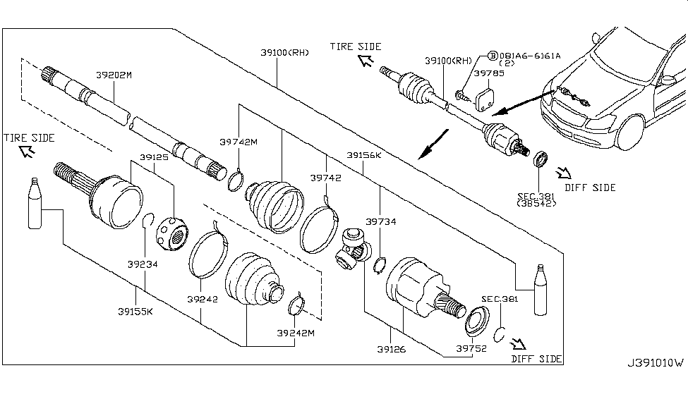 Infiniti 39785-EJ70A Joint Assembly Outer