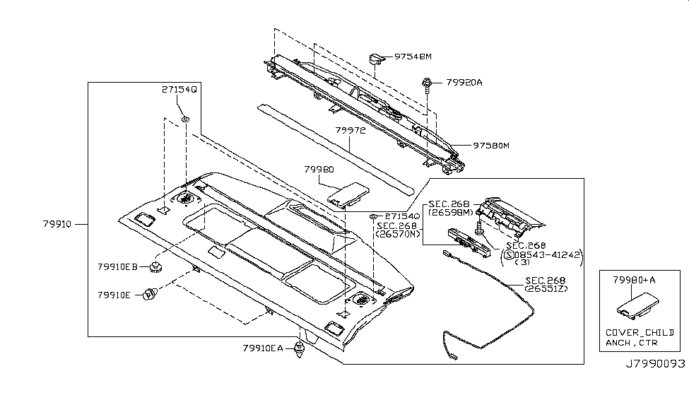 Infiniti 79910-EH72B FINISHER - Rear Parcel Shelf